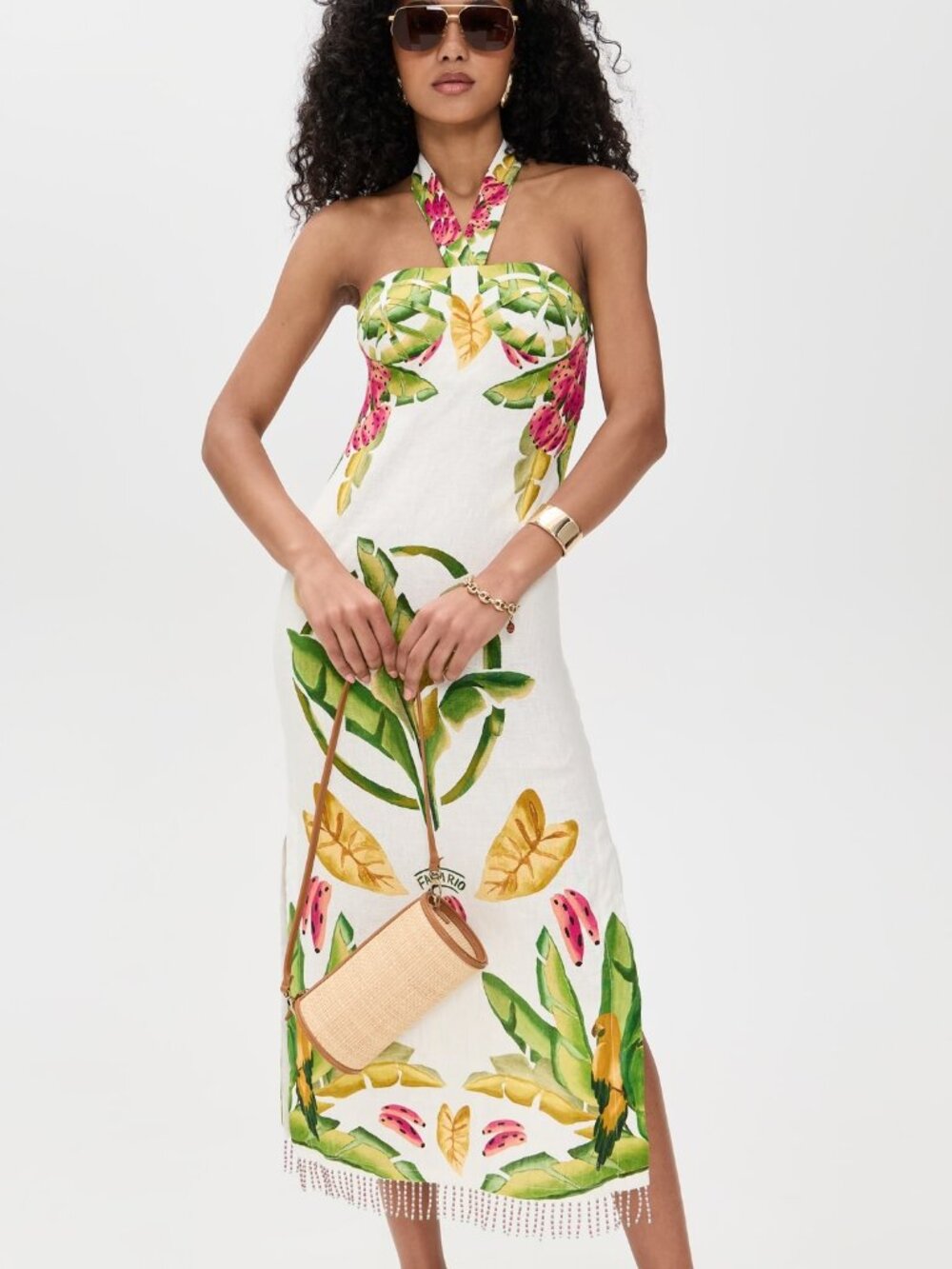 Farm Rio Summer Foliage Linen Dress